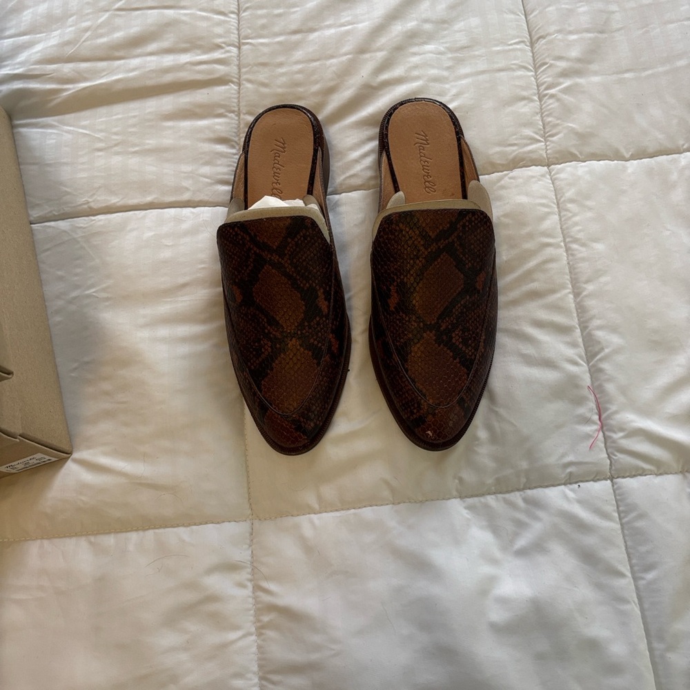 Madewell Francis Mule, snake embossed leather, maple glow multi